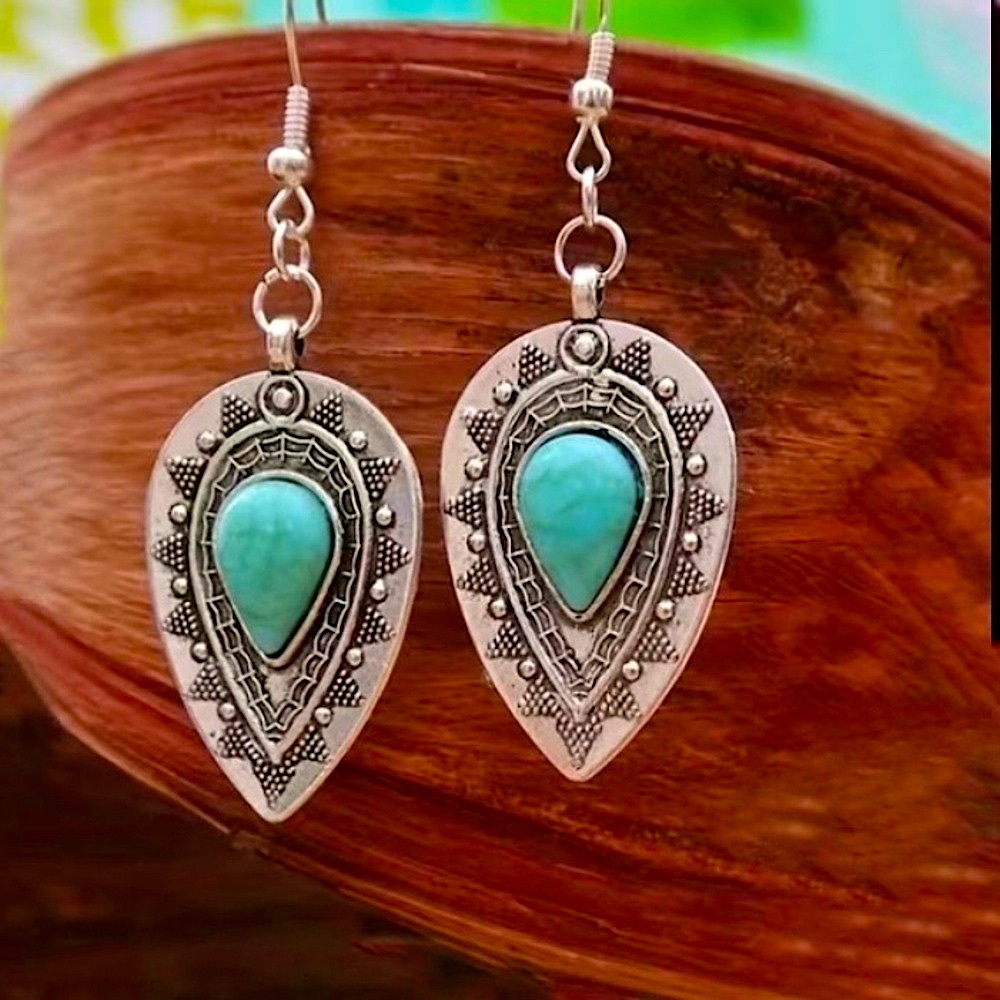 New faux turquoise earrings boho/western style